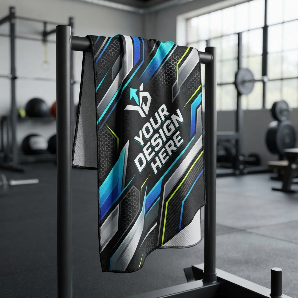 20"x 30" Sublimated Plush Microfiber Gym Towel w/ Cotton Terry Loops