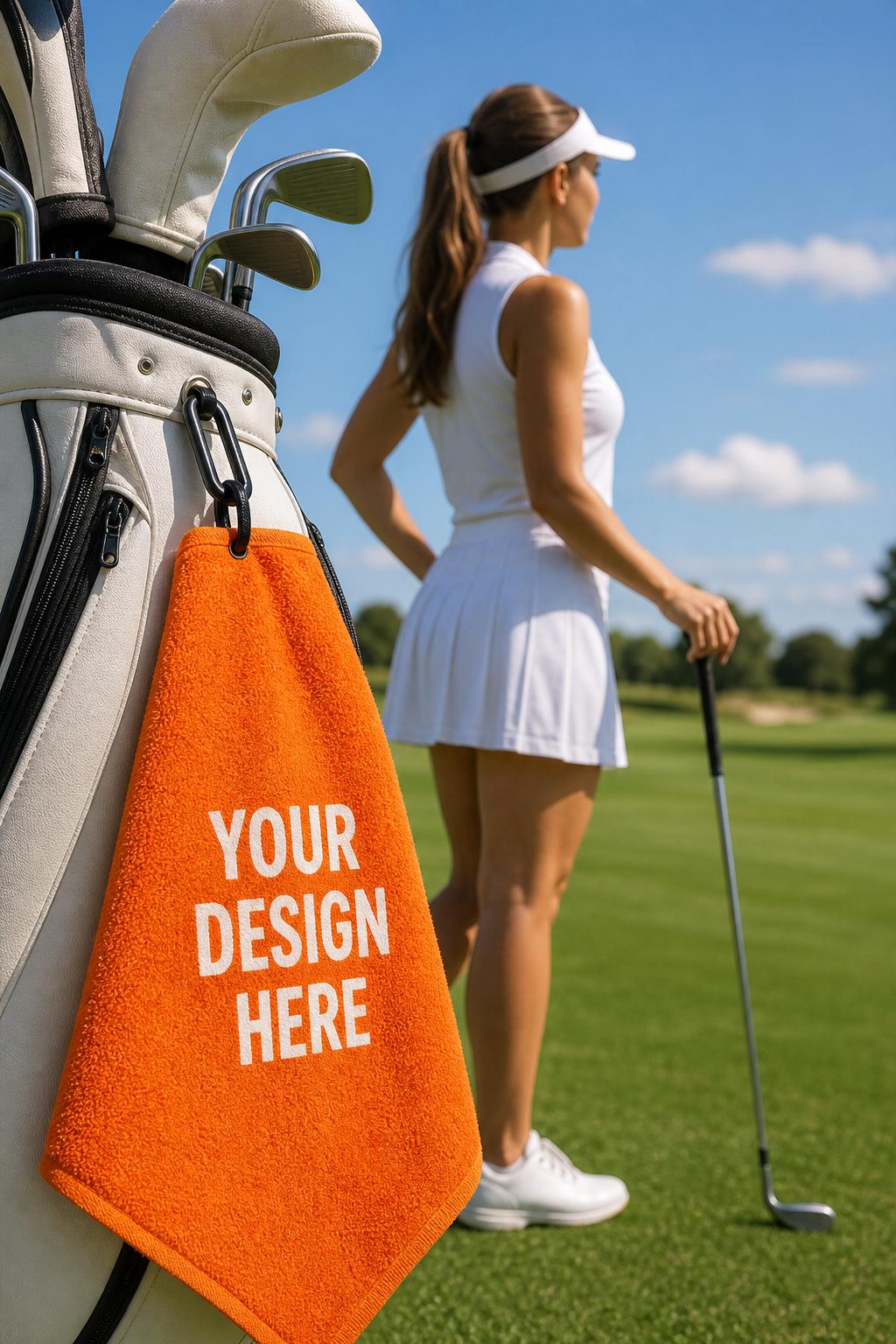 16" x 25" USA Cotton Terry Velour Golf Towel w/ Carabiners