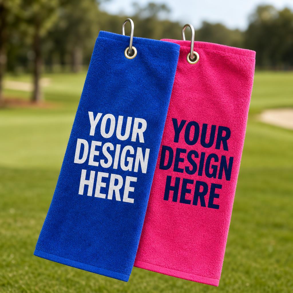 Velour Golf Towel w/ Dobby Border Hem & Custom Logo 16"x 25"