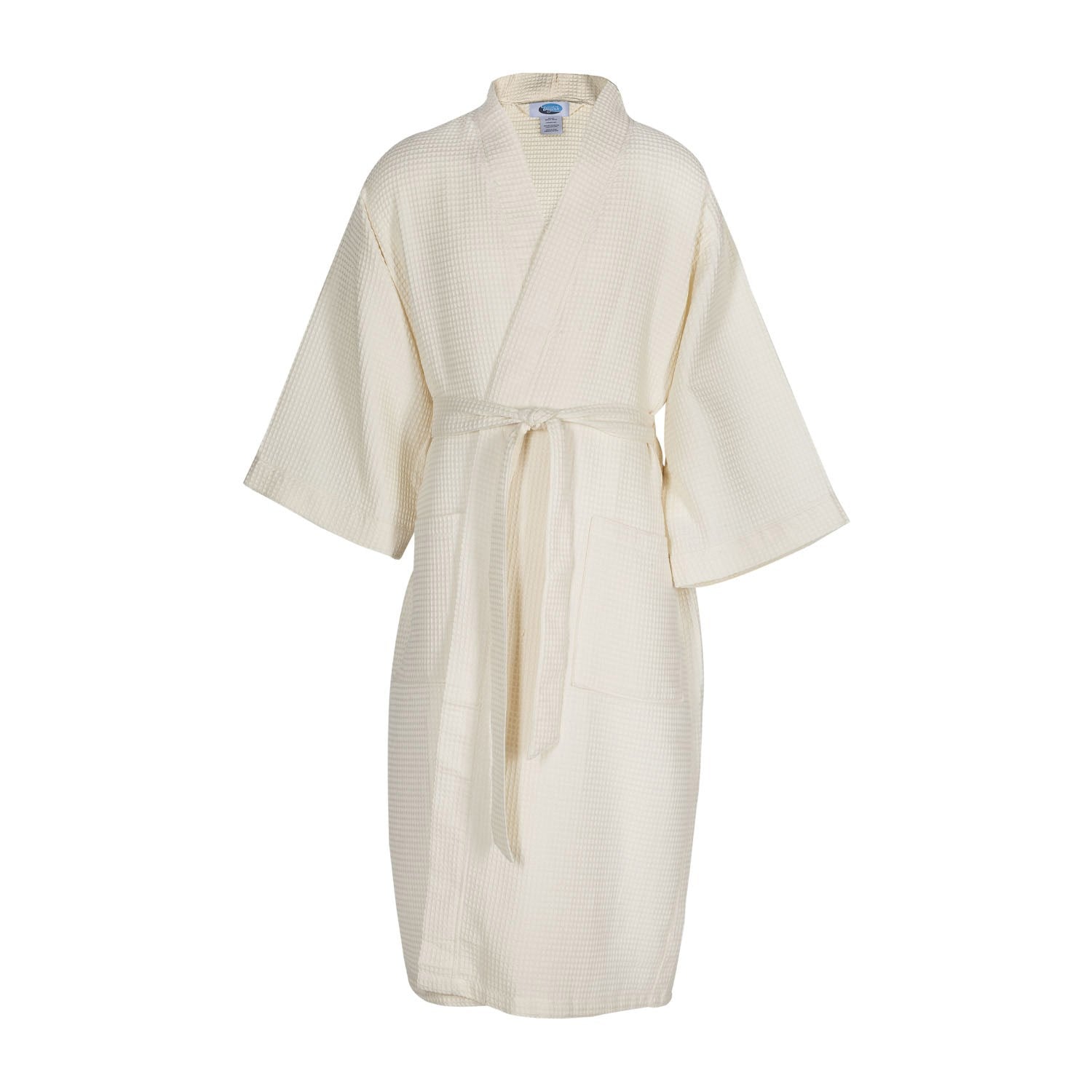 Mid Calf Length Waffle Weave Kimono Robe