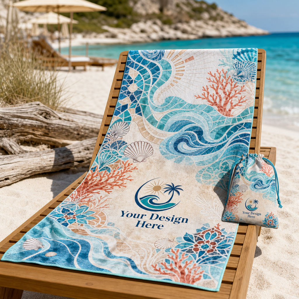 Sand-Free rPET Beach Towel With Pouch