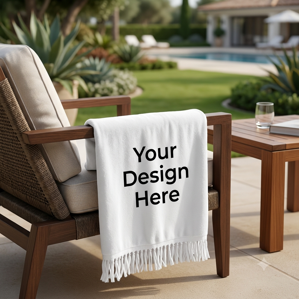 Velour Towel w/ Custom Logo & Fringed Ends 11" X 18" Towels
